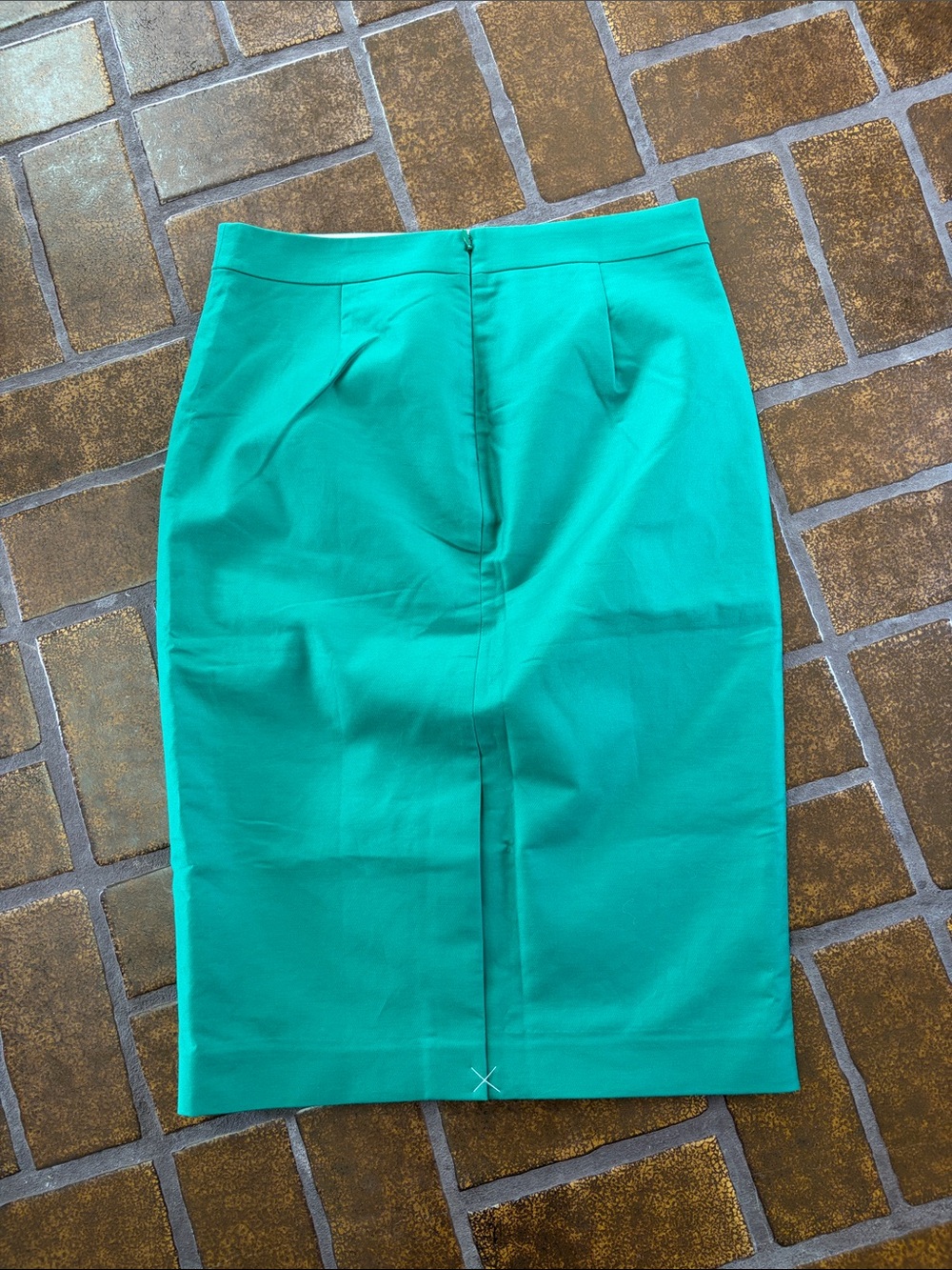 NWT J. Crew Green Classic Cotton Pencil Skirt - Picture 3 of 16